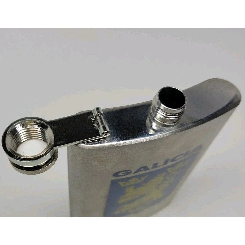 Galicia Coat of Arms Stainless Steel 9 oz Vintage Flask